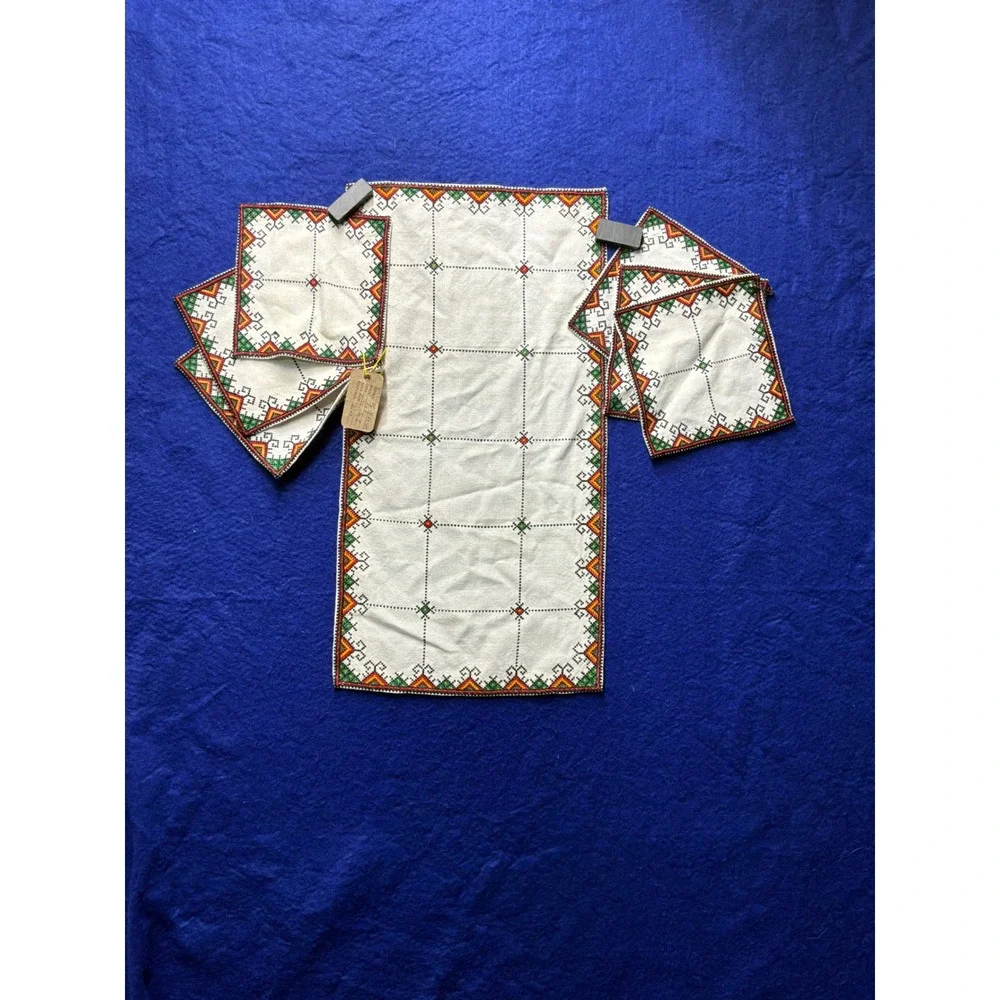 Folk‎ Art Unisex Cepelia Table Runner Napkin Set OS Cream Multi